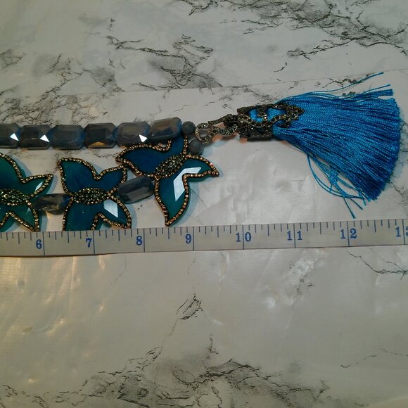 Two Toned Blue statement necklace (420) - Picture 15 of 16